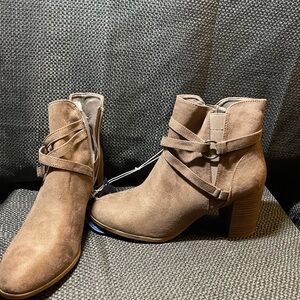 Taupe faux suede ankle boots